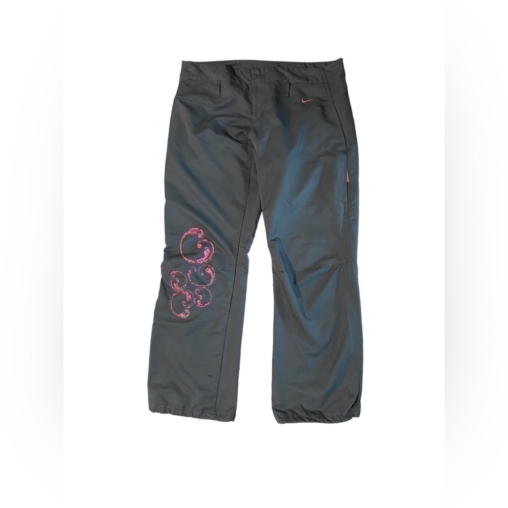 Nike Women's Large Gray Outdoor Hiking Golf Pants Joggers Pink Accents Pockets